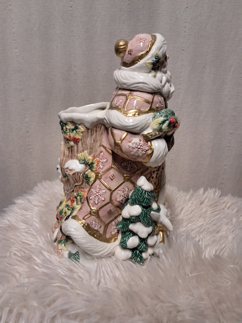 12" Fitz and Floyd Snowy Woods Large Christmas Centerpiece Vase - Picture 3 of 5